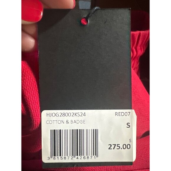 The Kooples Mens Red Drawstring Tracksuit Trousers Size S Cotton & Badge - Picture 9 of 10